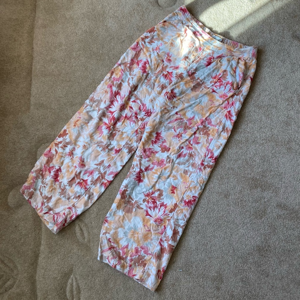 Abercrombie Linen Blend Pull On Wide Leg Pants